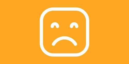 Ein trauriger Smiley mit orangenem Hintergrund.