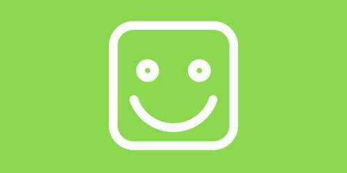 Ein lächelnder Smiley mit grünem Hintergrund.